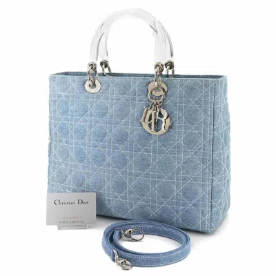 Pre-owned Dior Christian  Blue Clear Denim Handbag Shoulder Bag ()