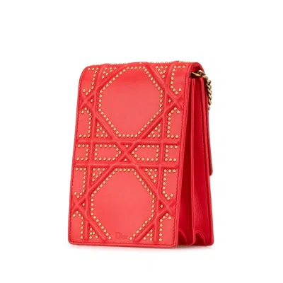 Pre-owned Dior Christian  Gold Red Color Leather Shoulder Bag ()