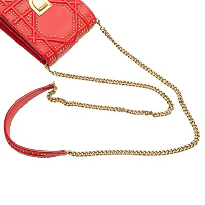 Pre-owned Dior Christian  Gold Red Color Leather Shoulder Bag ()