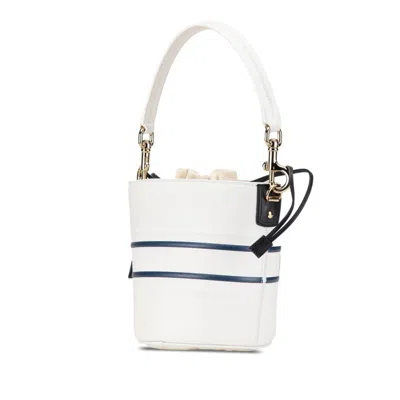 Pre-owned Dior Christian  Navy White Leather Handbag Shoulder Bag ()