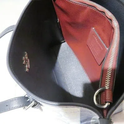 Pre-owned Coach Blue Navy Canvas Leather Handbag Tote Bag ()