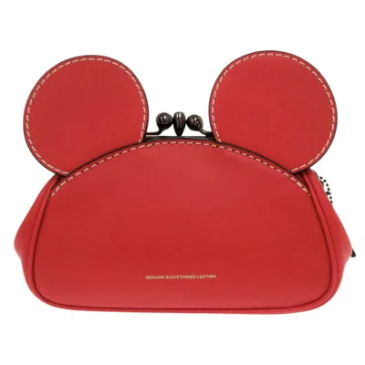Pre-owned Coach Red Color Leather Clutch Bag Pouch ()