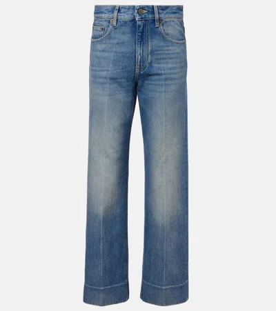 Valentino Checkered Detail Denim Trousers