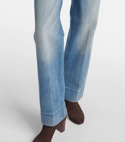 Valentino Checkered Detail Denim Trousers