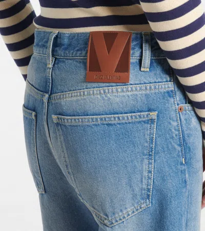 Valentino Checkered Detail Denim Trousers