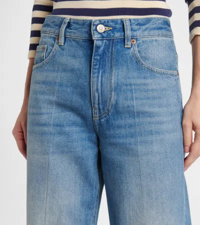 Valentino Checkered Detail Denim Trousers