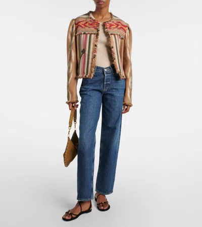 Agolde Wide-leg Denim Trousers With Metal Buttons In Blue