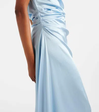 Staud Silk-blend Phare Midi Dress In Blue