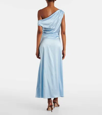 Staud Silk-blend Phare Midi Dress In Blue
