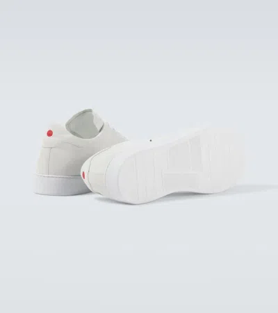 Kiton Embroidered Full-grain Leather Sneakers In White