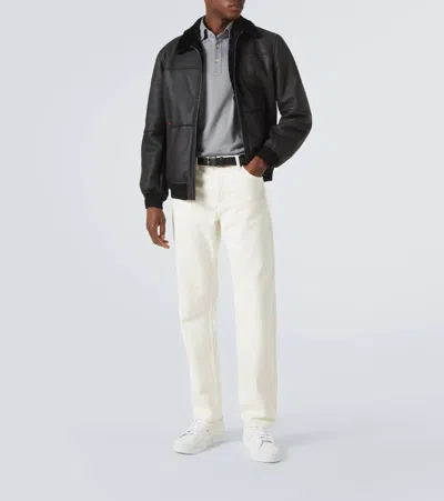 Kiton Embroidered Full-grain Leather Sneakers In White