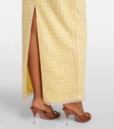 Rotate Birger Christensen Embellished Strapless Gown In Yellow