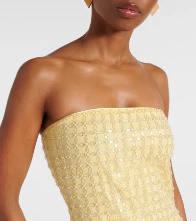Rotate Birger Christensen Embellished Strapless Gown In Yellow