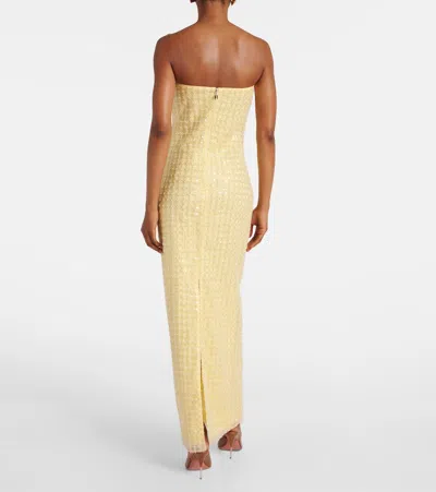 Rotate Birger Christensen Embellished Strapless Gown In Yellow