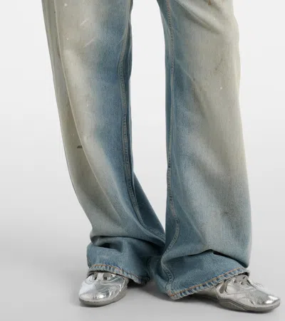 Acne Studios Paint And Dirt-effect Straight-leg Jeans In Blue