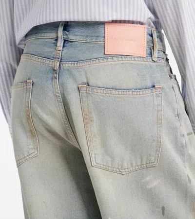 Acne Studios Paint And Dirt-effect Straight-leg Jeans In Blue
