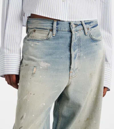 Acne Studios Paint And Dirt-effect Straight-leg Jeans In Blue