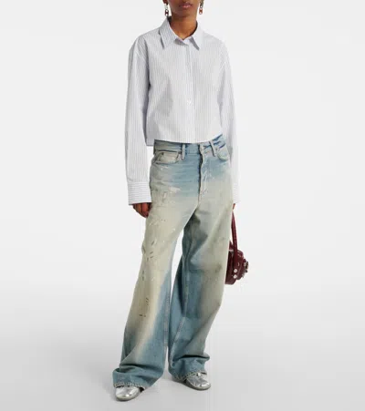 Acne Studios Paint And Dirt-effect Straight-leg Jeans In Blue