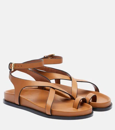 A.emery 'jalen Slim' Brown Sandals With Criss-crossed Straps And Buckle Closure