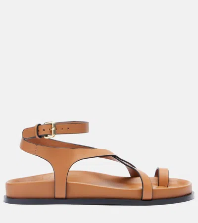 A.emery 'jalen Slim' Brown Sandals With Criss-crossed Straps And Buckle Closure