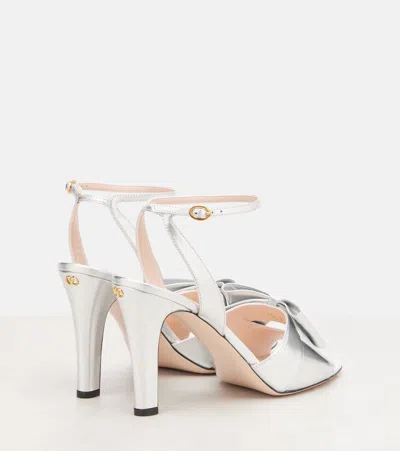 Valentino Garavani Bowow Sandal In Laminated Nappa 95mm Woman Silver 40 In Neutral