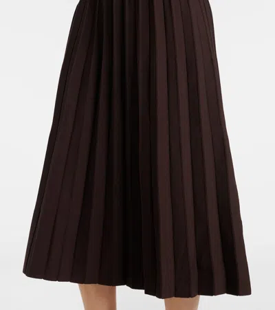 Staud Wells Pleated Cotton-blend Poplin Midi Dress In Black