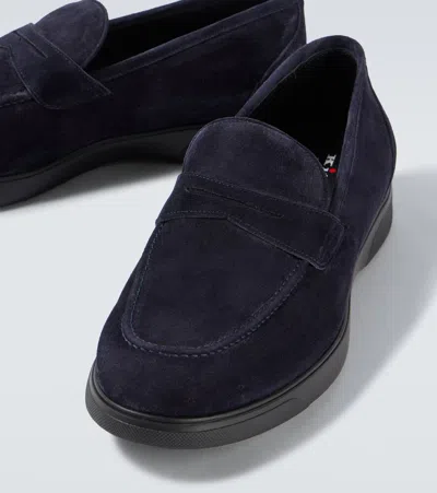 Kiton Suede Penny Loafers In Blue