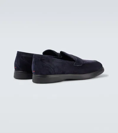 Kiton Suede Penny Loafers In Blue