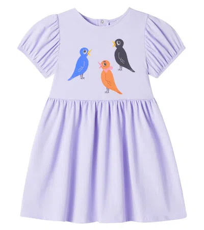 印花棉质混纺连衣裙