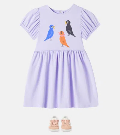 印花棉质混纺连衣裙