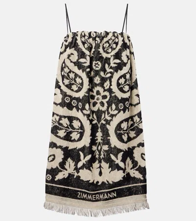 Zimmermann Rhiannon Cotton Toweling Mini Dress In Black