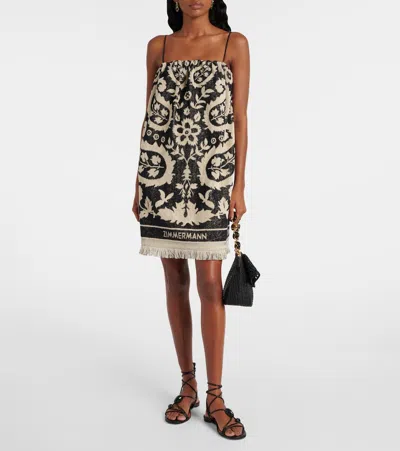 Zimmermann Rhiannon Cotton Toweling Mini Dress In Black