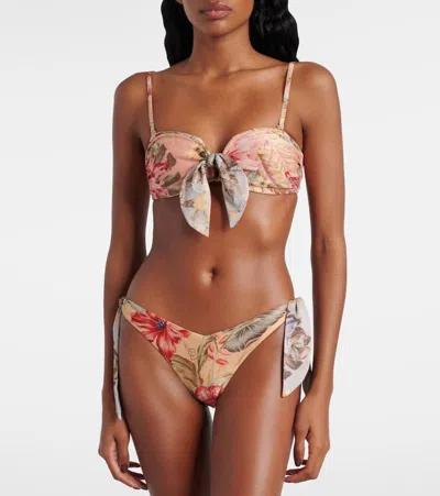 Zimmermann Womens Pink Multi Floral Coco Scarf-tie Bikini Top Xs