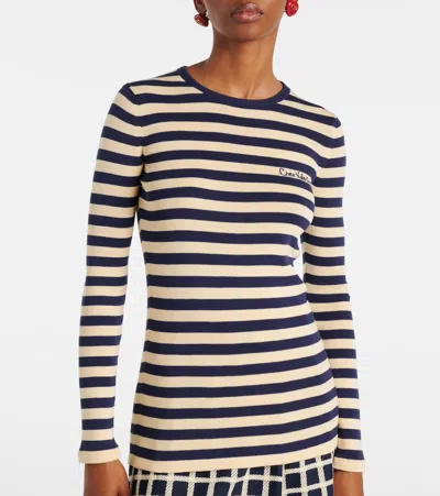 Valentino Cotton Jumper Woman Birch/provence Blue/birch S In Black
