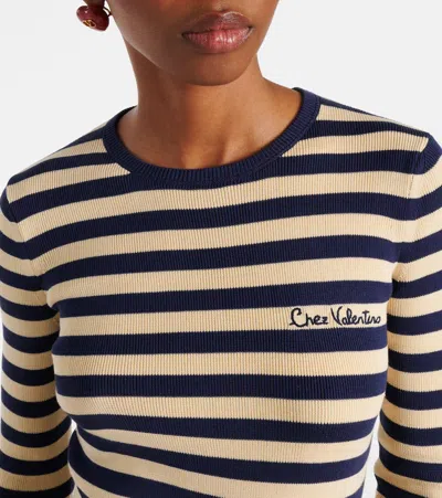Valentino Cotton Jumper Woman Birch/provence Blue/birch S In Black