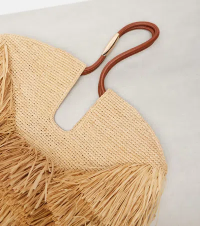 Zimmermann Medium Goldentime Fringed Raffia Bag