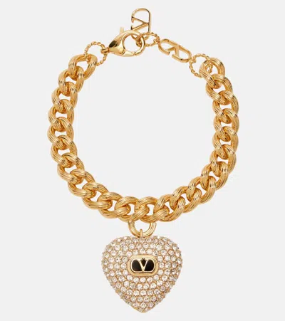 Valentino Garavani Crystal-embellished Coeur Royal Bracelet In Gold