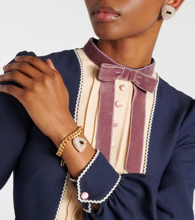 Valentino Garavani Crystal-embellished Coeur Royal Bracelet In Gold