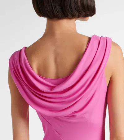 Versace Safety-pin Draped Crepe Jersey Slit Gown In Pink