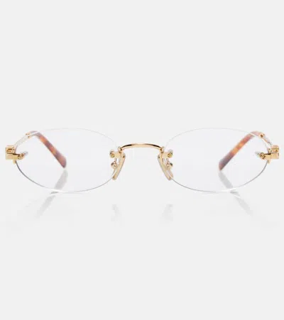 Miu Miu 0mu 53wv Zvn1o1 Oro Pallido Glasses In Gold