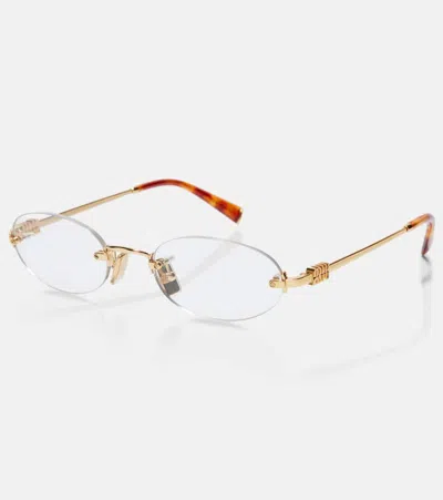 Miu Miu 0mu 53wv Zvn1o1 Oro Pallido Glasses In Gold