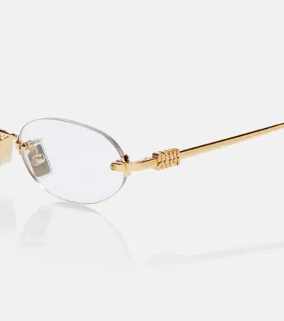 Miu Miu 0mu 53wv Zvn1o1 Oro Pallido Glasses In Gold