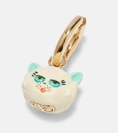 Valentino Garavani Multicolor Metal And Nylon Le Chat De La Maison Earring In Metallic