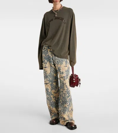 Acne Studios 1981 Distressed Mid-rise Wide-leg Organic Jeans In Multi