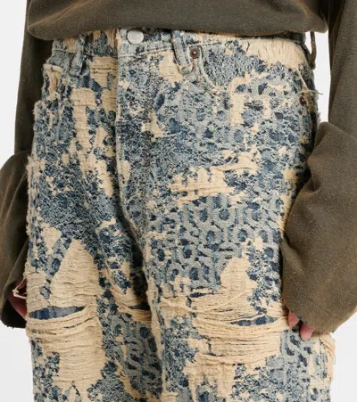 Acne Studios 1981 Distressed Mid-rise Wide-leg Organic Jeans In Multi