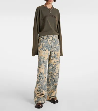 Acne Studios 1981 Distressed Mid-rise Wide-leg Organic Jeans In Multi