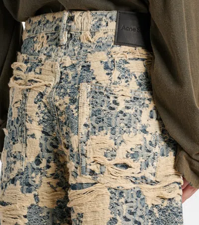Acne Studios 1981 Distressed Mid-rise Wide-leg Organic Jeans In Multi
