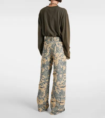 Acne Studios 1981 Distressed Mid-rise Wide-leg Organic Jeans In Multi
