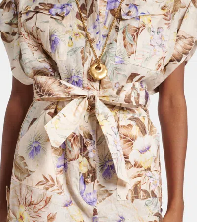 Zimmermann Floral Print Linen Jumpsuit In Multi
