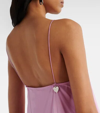 荷叶边挂脖缎布迷你连衣裙